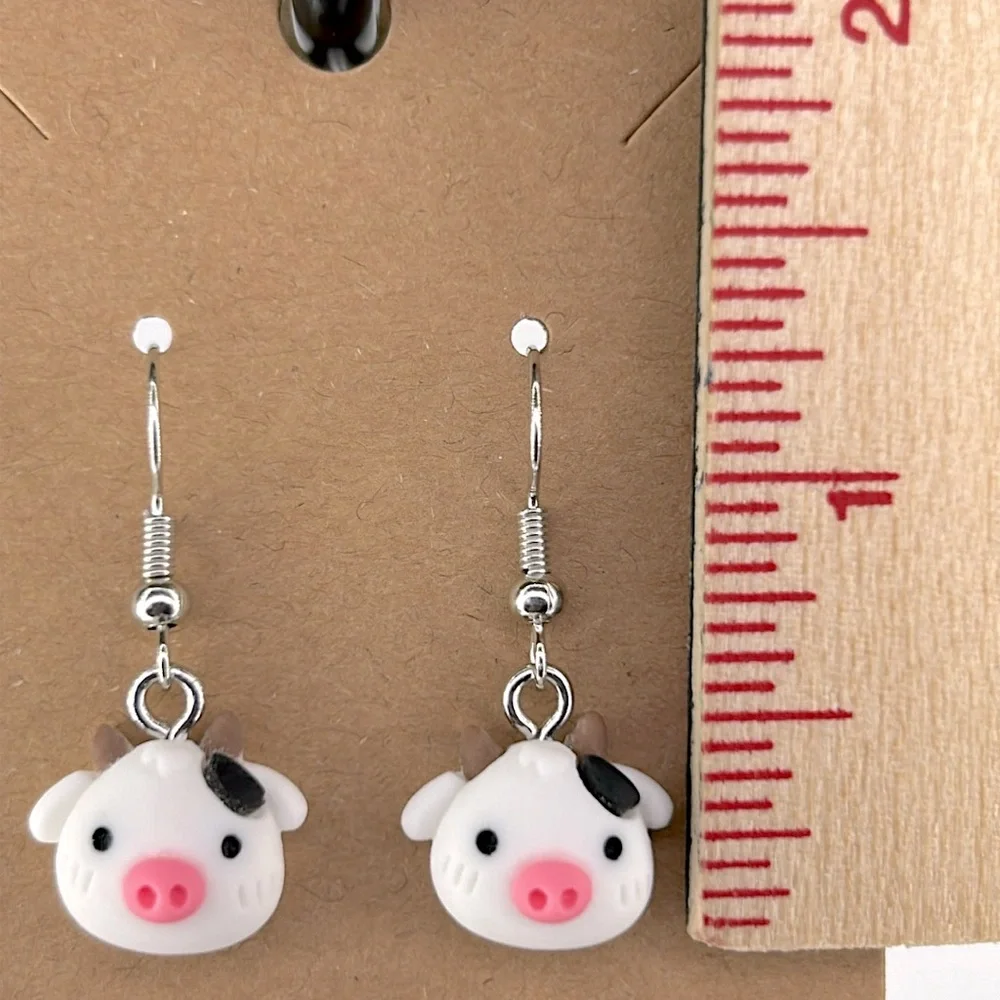 Cute Cow Resin Dangle Earrings Fashion Jewelry